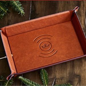 NEW Peter Millar Wireless Charging Catchall Tray - Saddle Brown